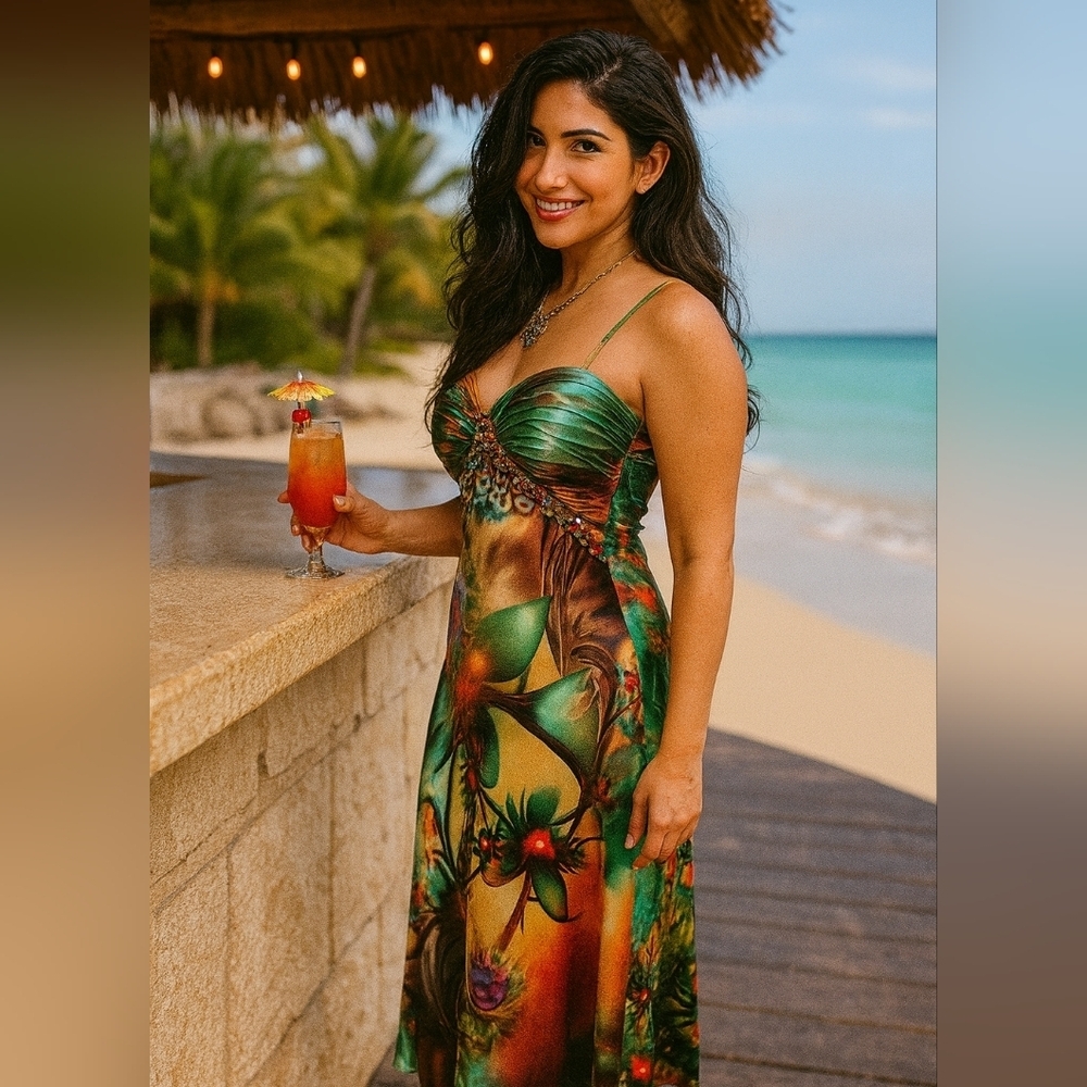 Tropical Floral Print Dress - Picture 6 of 12